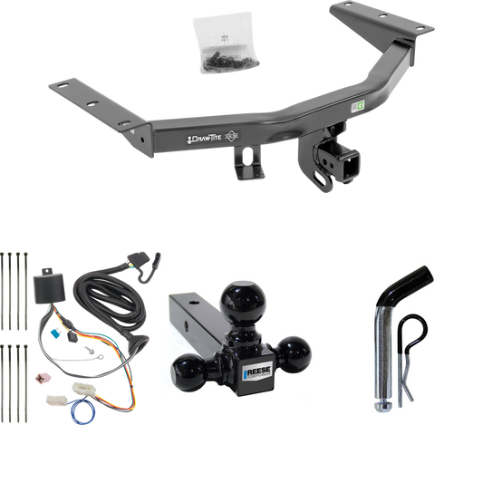 Fits 2016-2022 Honda Pilot Trailer Hitch Tow PKG w/ 4-Flat Wiring + Triple Ball Ball Mount 1-7/8" & 2" & 2-5/16" Trailer Balls + Pin/Clip By Draw-Tite