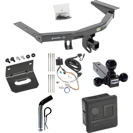 Fits 2016-2022 Honda Pilot Trailer Hitch Tow PKG w/ 4-Flat Wiring + Triple Ball Ball Mount 1-7/8" & 2" & 2-5/16" Trailer Balls + Pin/Clip + Wiring Bracket + Hitch Cover By Draw-Tite