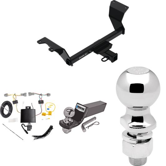 Fits 2018-2023 Nissan Kicks Trailer Hitch Tow PKG w/ 4-Flat Wiring + Starter Kit Ball Mount w/ 2" Drop & 2" Ball + 2-5/16" Ball By Draw-Tite