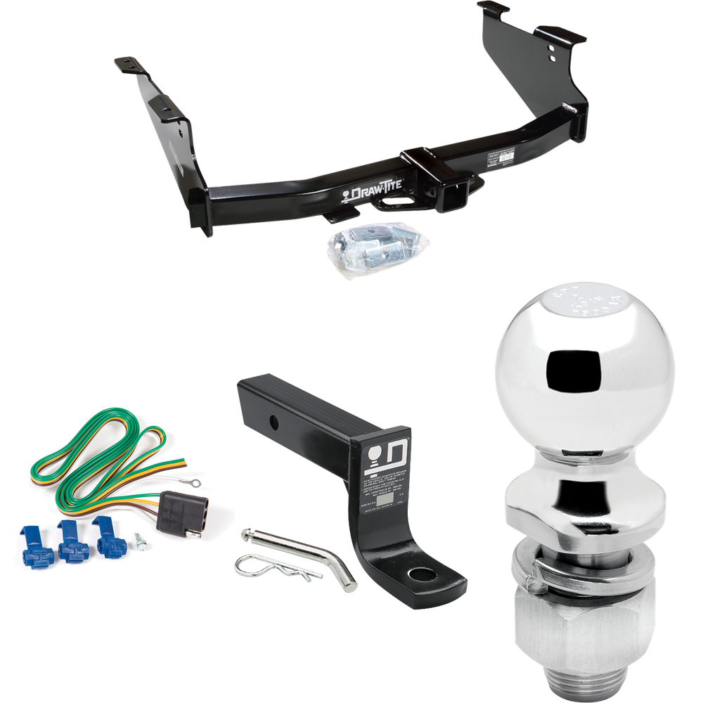 Fits 2003-2009 Dodge Ram 3500 Trailer Hitch Tow PKG w/ 4-Flat Wiring + Ball Mount w/ 4" Drop + 2" Ball By Draw-Tite