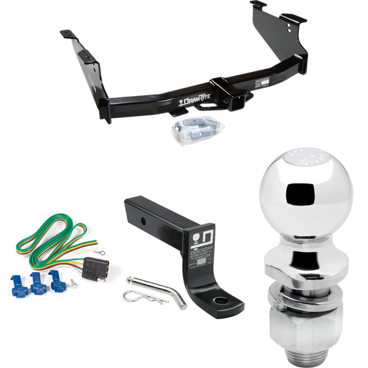 Fits 2003-2009 Dodge Ram 3500 Trailer Hitch Tow PKG w/ 4-Flat Wiring + Ball Mount w/ 4" Drop + 2" Ball By Draw-Tite