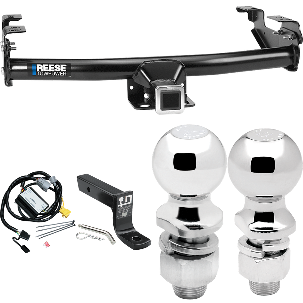 Fits 2001-2002 Toyota Tundra Trailer Hitch Tow PKG w/ 4-Flat Wiring + Ball Mount w/ 4" Drop + 2" Ball + 2-5/16" Ball By Reese Towpower