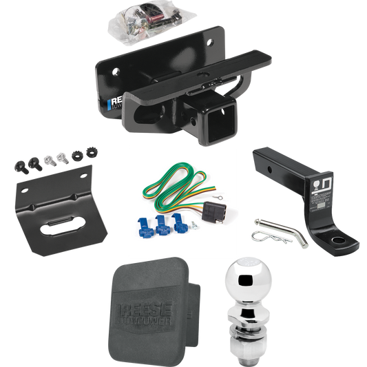 Fits 2006-2010 Dodge Ram 1500 Trailer Hitch Tow PKG w/ 4-Flat Wiring + Ball Mount w/ 4" Drop + 2" Ball + Wiring Bracket + Hitch Cover By Reese Towpower