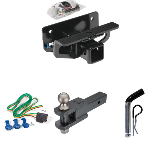 Fits 2004-2005 Dodge Ram 1500 Trailer Hitch Tow PKG w/ 4-Flat Wiring + Clevis Hitch Ball Mount w/ 2" Ball + Pin/Clip (Excludes: Daytona/Hemi Sport Quad Cab/Ram Rumble Bee/SRT-10 Models) By Reese Towpower