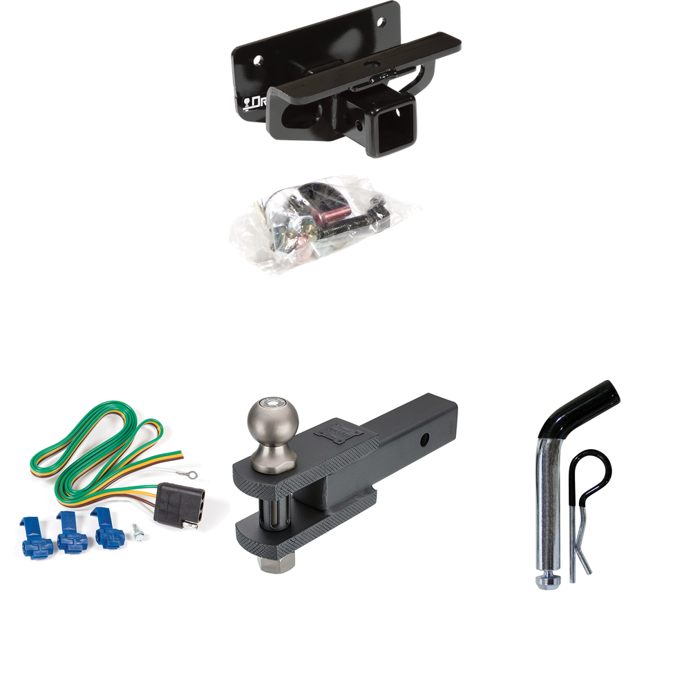 Fits 2003-2009 Dodge Ram 2500 Trailer Hitch Tow PKG w/ 4-Flat Wiring + Clevis Hitch Ball Mount w/ 2" Ball + Pin/Clip By Draw-Tite