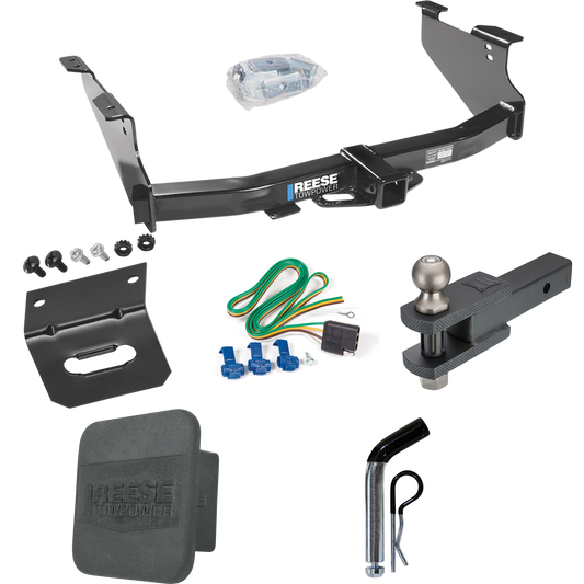 Fits 2004-2005 Dodge Ram 1500 Trailer Hitch Tow PKG w/ 4-Flat Wiring + Clevis Hitch Ball Mount w/ 2" Ball + Pin/Clip + Wiring Bracket + Hitch Cover (Excludes: Daytona/Hemi Sport Quad Cab/Ram Rumble Bee/SRT-10 Models) By Reese Towpower