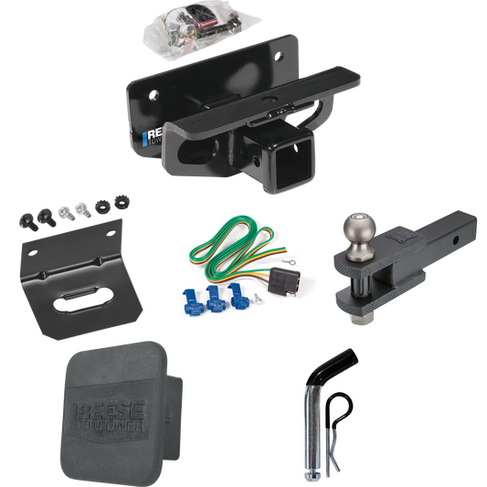 Fits 2004-2005 Dodge Ram 1500 Trailer Hitch Tow PKG w/ 4-Flat Wiring + Clevis Hitch Ball Mount w/ 2" Ball + Pin/Clip + Wiring Bracket + Hitch Cover (Excludes: Daytona/Hemi Sport Quad Cab/Ram Rumble Bee/SRT-10 Models) By Reese Towpower