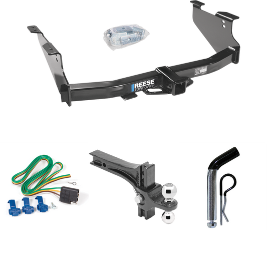 Fits 2003-2009 Dodge Ram 3500 Trailer Hitch Tow PKG w/ 4-Flat Wiring + Dual Adjustable Drop Rise Ball Ball Mount 2" & 2-5/16" Trailer Balls + Pin/Clip By Reese Towpower