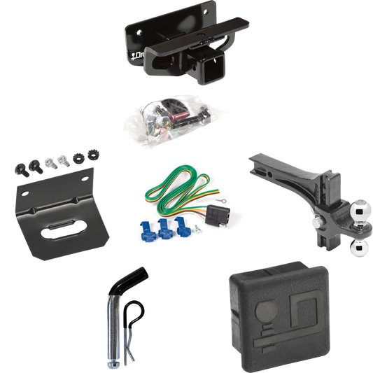 Fits 2003-2009 Dodge Ram 2500 Trailer Hitch Tow PKG w/ 4-Flat Wiring + Dual Adjustable Drop Rise Ball Ball Mount 2" & 2-5/16" Trailer Balls + Pin/Clip + Wiring Bracket + Hitch Cover By Draw-Tite