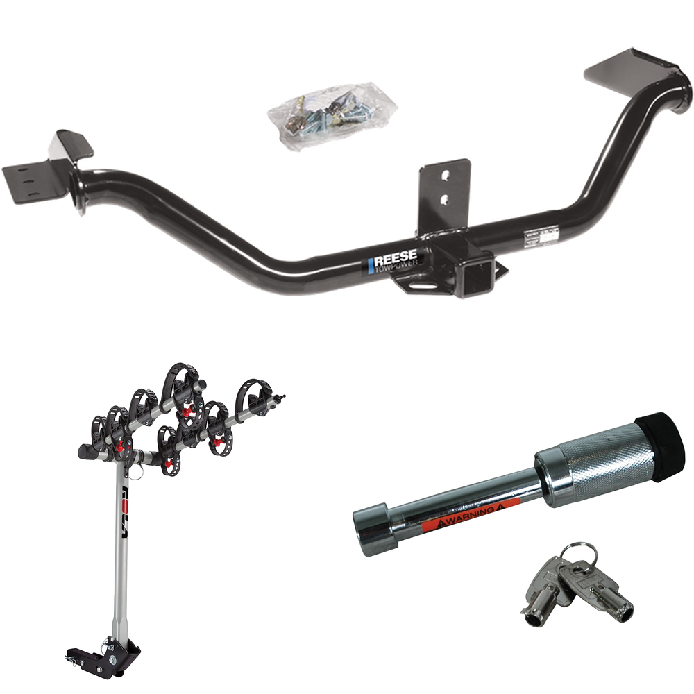 Se adapta al paquete de enganche de remolque Honda Ridgeline 2006-2014 con portabicicletas para 4 bicicletas + bloqueo de enganche de Reese Towpower