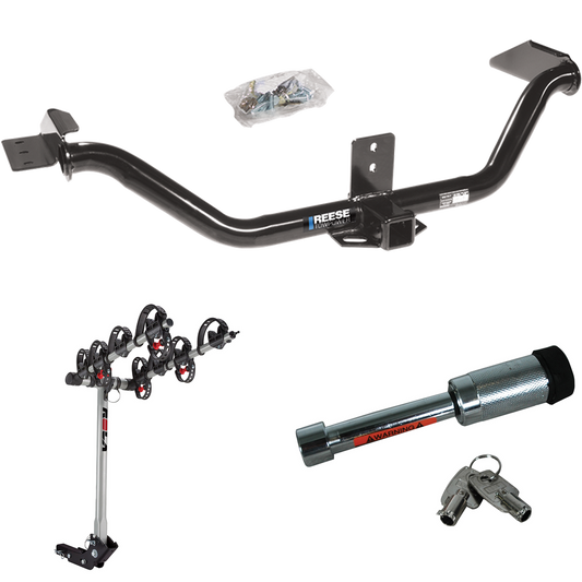 Se adapta al paquete de enganche de remolque Honda Ridgeline 2006-2014 con portabicicletas para 4 bicicletas + bloqueo de enganche de Reese Towpower