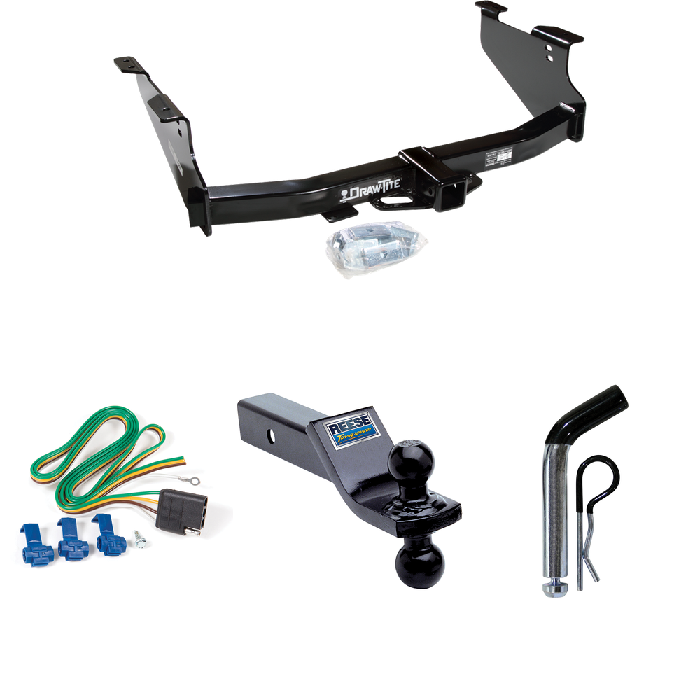 Se adapta al paquete de enganche de remolque Dodge Ram 3500 2003-2009 con cableado de 4 planos + soporte de bola doble bolas de remolque de 1-7/8" y 2" + pasador/clip de Draw-Tite