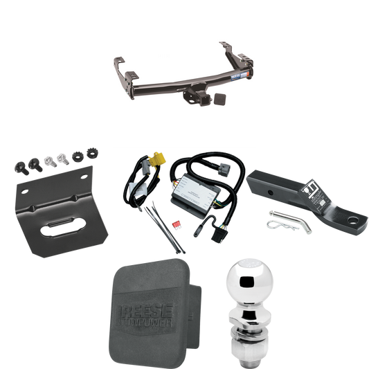 Fits 2000-2000 Toyota Tundra Trailer Hitch Tow PKG w/ 4-Flat Wiring + Ball Mount w/ 2" Drop & 2" Ball + Wiring Bracket + Hitch Cover By Reese Towpower