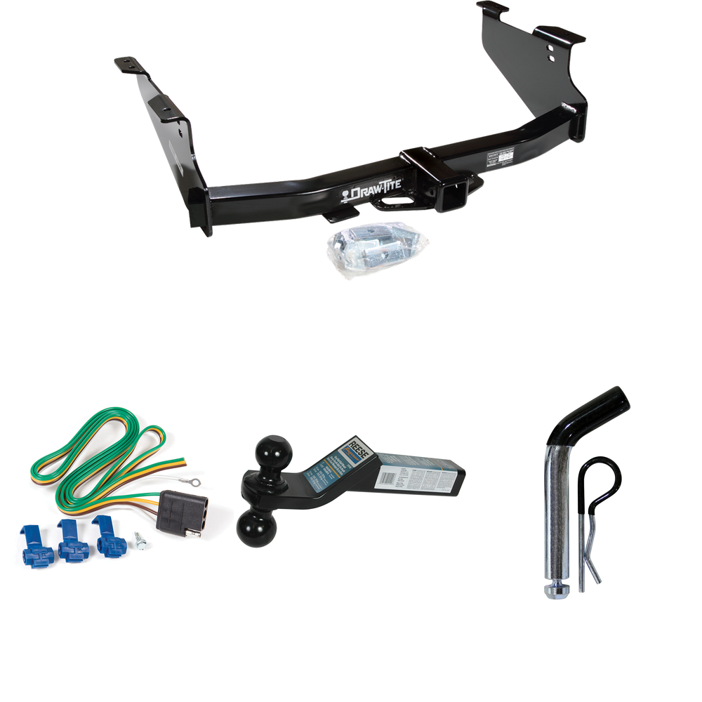 Fits 2003-2009 Dodge Ram 2500 Trailer Hitch Tow PKG w/ 4-Flat Wiring + Dual Ball Ball Mount 2" & 2-5/16" Trailer Balls + Pin/Clip By Draw-Tite