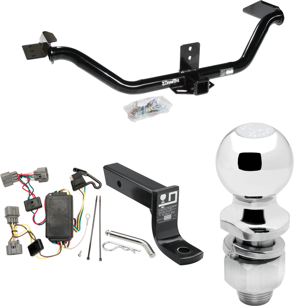 Fits 2006-2014 Honda Ridgeline Trailer Hitch Tow PKG w/ 4-Flat Wiring + Ball Mount w/ 4" Drop + 2" Ball By Draw-Tite