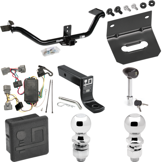 Fits 2006-2014 Honda Ridgeline Trailer Hitch Tow PKG w/ 4-Flat Wiring + Ball Mount w/ 4" Drop + 2" Ball + 2-5/16" Ball + Wiring Bracket + Hitch Lock + Hitch Cover By Draw-Tite