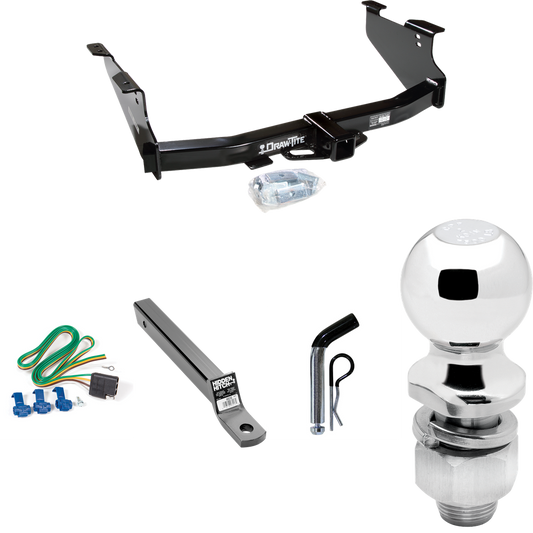 Fits 2003-2009 Dodge Ram 3500 Trailer Hitch Tow PKG w/ 4-Flat Wiring + Extended 16" Long Ball Mount w/ 2" Drop + Pin/Clip + 2" Ball By Draw-Tite