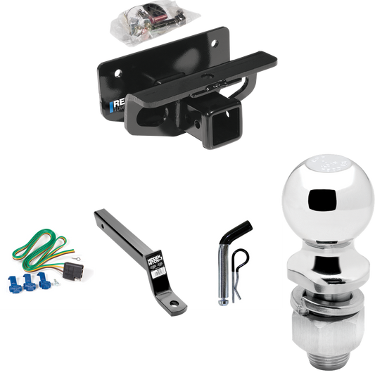 Fits 2003-2003 Dodge Ram 1500 Trailer Hitch Tow PKG w/ 4-Flat Wiring + Extended 16" Long Ball Mount w/ 4" Drop + Pin/Clip + 2" Ball (For (Built After 11/2002) Models) By Reese Towpower