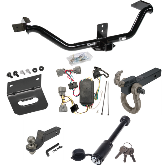 Fits 2006-2014 Honda Ridgeline Trailer Hitch Tow PKG w/ 4-Flat Wiring + Interlock Tactical Starter Kit w/ 2" Drop & 2" Ball + Tactical Hook & Shackle Mount + Tactical Dogbone Lock + Wiring Bracket By Draw-Tite