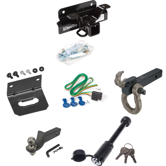 Fits 2003-2003 Dodge Ram 1500 Trailer Hitch Tow PKG w/ 4-Flat Wiring + Interlock Tactical Starter Kit w/ 2" Drop & 2" Ball + Tactical Hook & Shackle Mount + Tactical Dogbone Lock + Wiring Bracket (For (Built After 11/2002) Models) By Draw-Tite