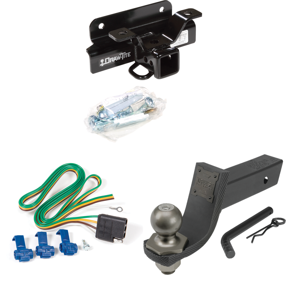 Fits 2003-2009 Dodge Ram 2500 Trailer Hitch Tow PKG w/ 4-Flat Wiring + Interlock Tactical Starter Kit w/ 3-1/4" Drop & 2" Ball By Draw-Tite