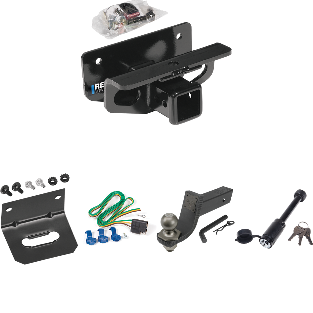 Fits 2003-2009 Dodge Ram 3500 Trailer Hitch Tow PKG w/ 4-Flat Wiring + Interlock Tactical Starter Kit w/ 3-1/4" Drop & 2" Ball + Tactical Dogbone Lock + Wiring Bracket By Reese Towpower