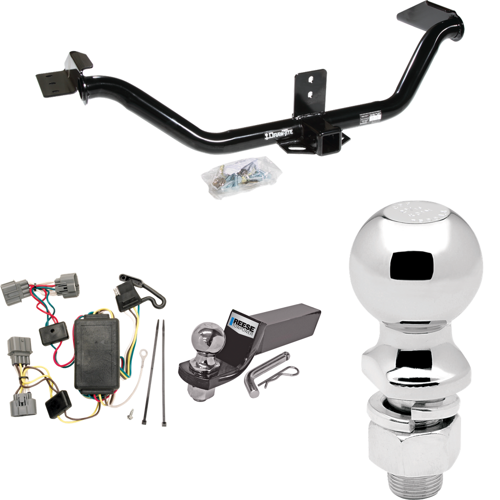 Fits 2006-2014 Honda Ridgeline Trailer Hitch Tow PKG w/ 4-Flat Wiring + Starter Kit Ball Mount w/ 2" Drop & 2" Ball + 2-5/16" Ball By Draw-Tite