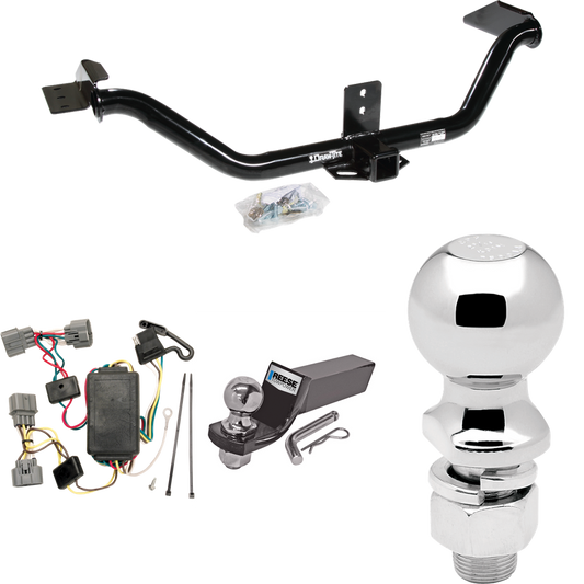 Fits 2006-2014 Honda Ridgeline Trailer Hitch Tow PKG w/ 4-Flat Wiring + Starter Kit Ball Mount w/ 2" Drop & 2" Ball + 2-5/16" Ball By Draw-Tite