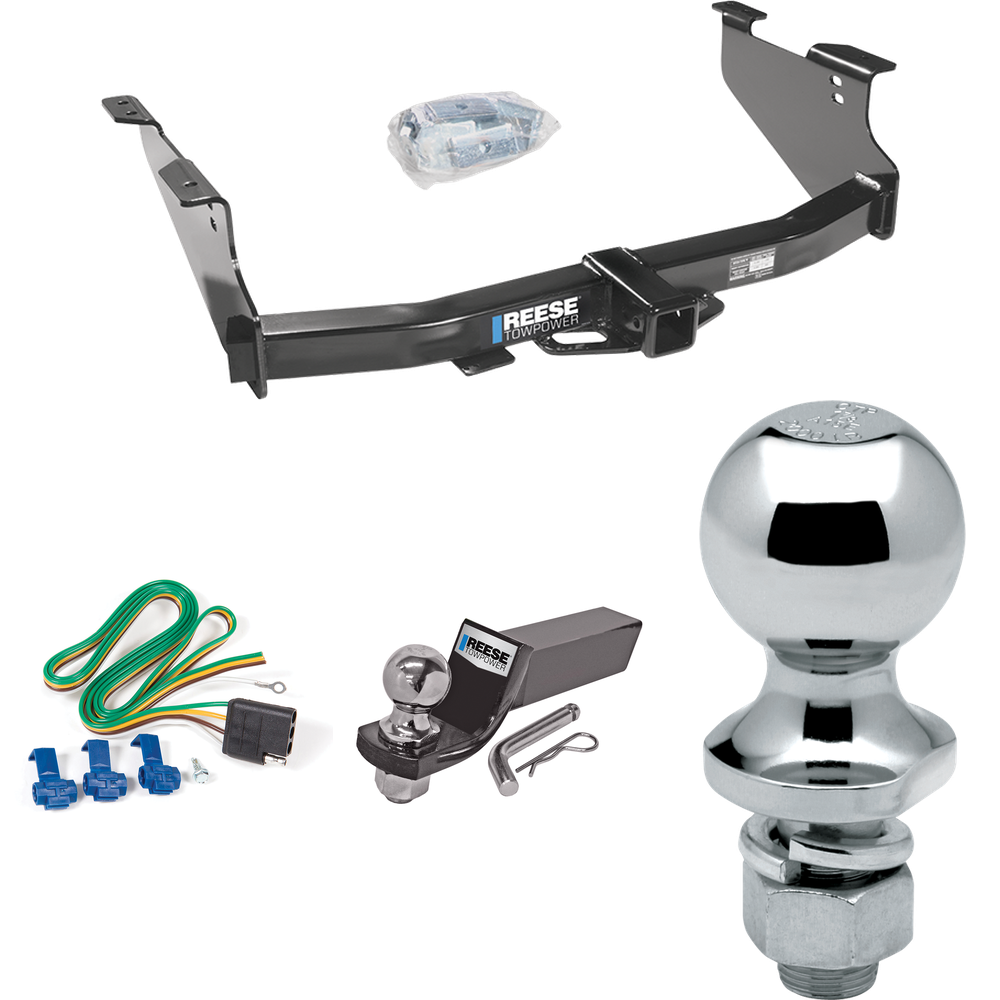 Fits 2006-2008 Dodge Ram 1500 Trailer Hitch Tow PKG w/ 4-Flat Wiring + Starter Kit Ball Mount w/ 2" Drop & 2" Ball + 1-7/8" Ball By Reese Towpower