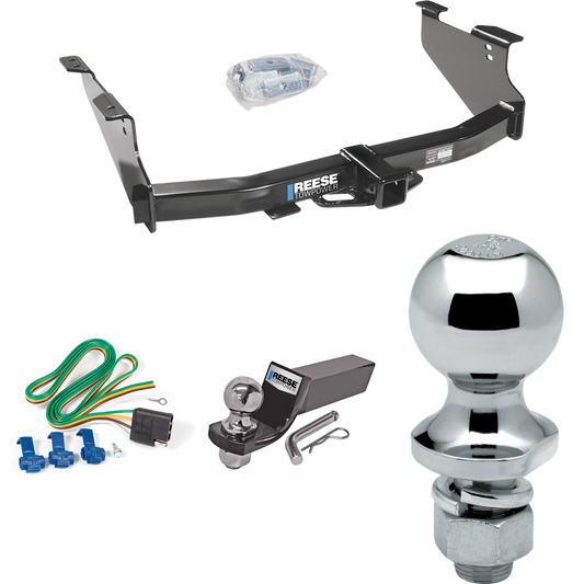 Fits 2006-2008 Dodge Ram 1500 Trailer Hitch Tow PKG w/ 4-Flat Wiring + Starter Kit Ball Mount w/ 2" Drop & 2" Ball + 1-7/8" Ball By Reese Towpower