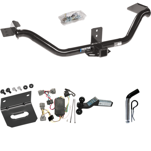 Fits 2006-2014 Honda Ridgeline Trailer Hitch Tow PKG w/ 4-Flat Wiring Harness + Dual Ball Ball Mount 2" & 2-5/16" Trailer Balls + Pin/Clip +  Wiring Bracket By Reese Towpower