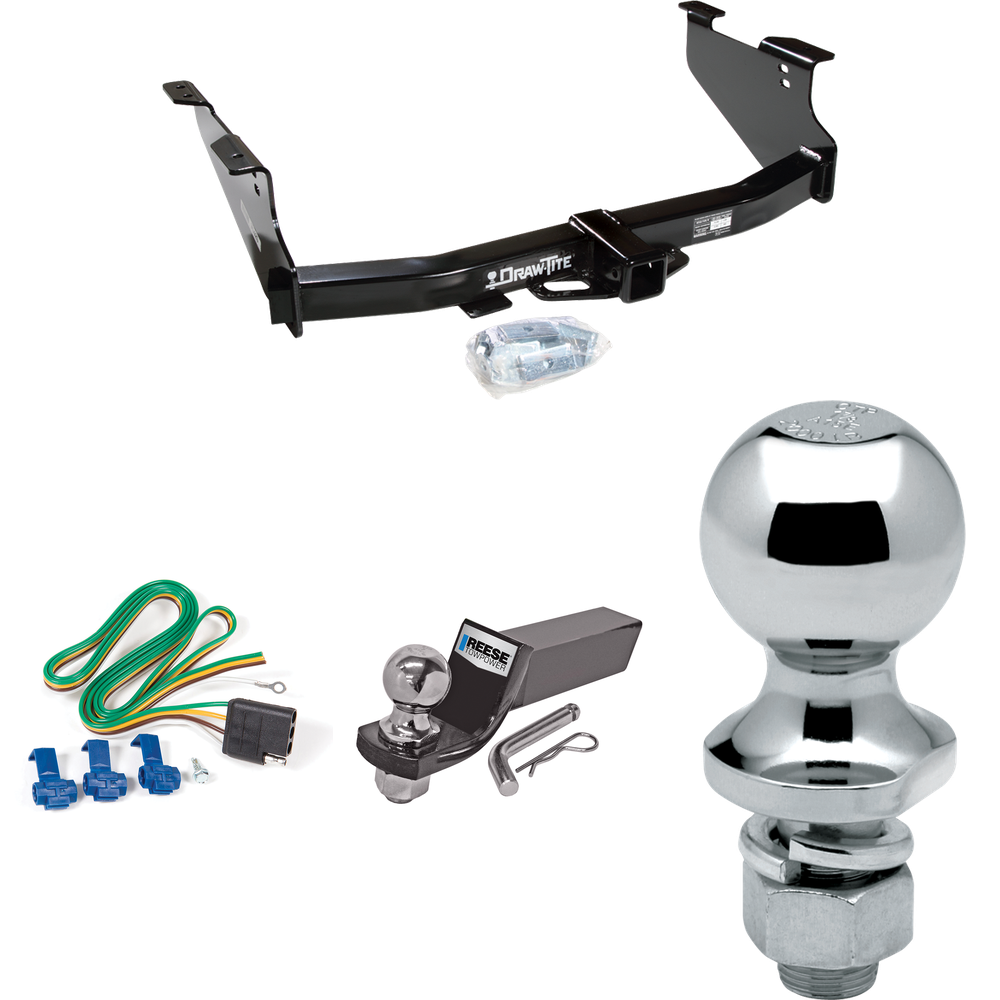 Fits 2003-2009 Dodge Ram 2500 Trailer Hitch Tow PKG w/ 4-Flat Wiring + Starter Kit Ball Mount w/ 2" Drop & 2" Ball + 1-7/8" Ball By Draw-Tite