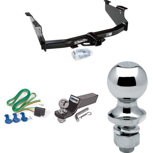 Fits 2003-2009 Dodge Ram 2500 Trailer Hitch Tow PKG w/ 4-Flat Wiring + Starter Kit Ball Mount w/ 2" Drop & 2" Ball + 1-7/8" Ball By Draw-Tite