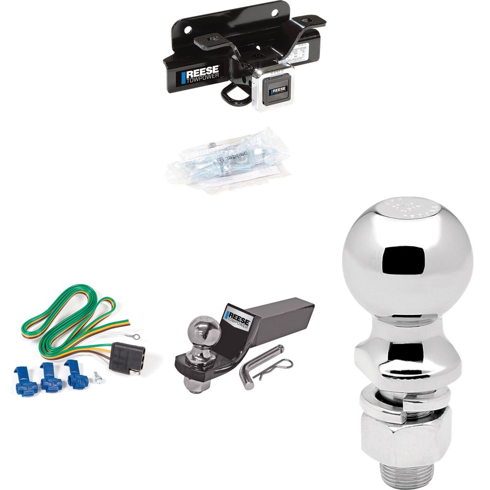 Fits 2003-2009 Dodge Ram 3500 Trailer Hitch Tow PKG w/ 4-Flat Wiring + Starter Kit Ball Mount w/ 2" Drop & 2" Ball + 2-5/16" Ball By Reese Towpower