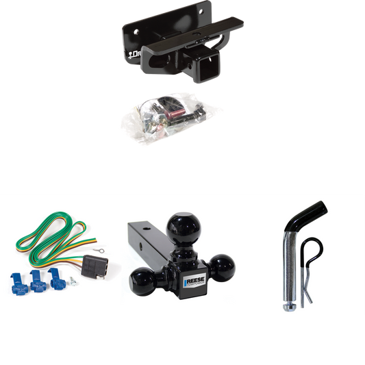 Fits 2011-2018 RAM 1500 Trailer Hitch Tow PKG w/ 4-Flat Wiring + Triple Ball Ball Mount 1-7/8" & 2" & 2-5/16" Trailer Balls + Pin/Clip By Draw-Tite