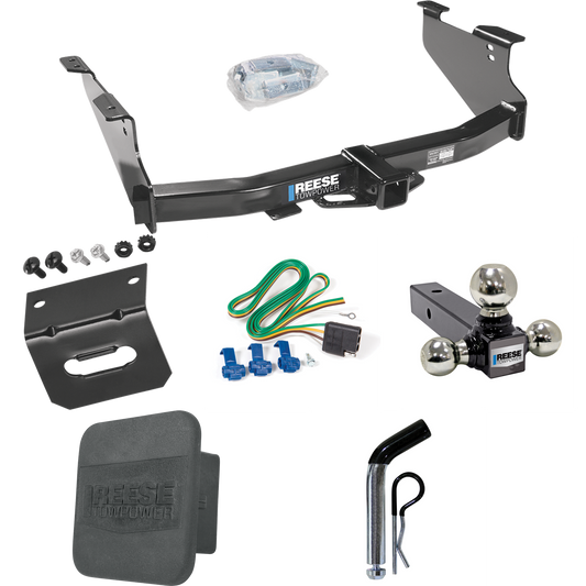 Fits 2006-2008 Dodge Ram 1500 Trailer Hitch Tow PKG w/ 4-Flat Wiring + Triple Ball Ball Mount 1-7/8" & 2" & 2-5/16" Trailer Balls + Pin/Clip + Wiring Bracket + Hitch Cover By Reese Towpower