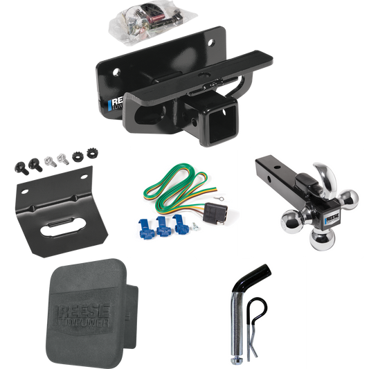 Fits 2003-2003 Dodge Ram 1500 Trailer Hitch Tow PKG w/ 4-Flat Wiring + Triple Ball Ball Mount 1-7/8" & 2" & 2-5/16" Trailer Balls w/ Tow Hook + Pin/Clip + Wiring Bracket + Hitch Cover (For (Built After 11/2002) Models) By Reese Towpower