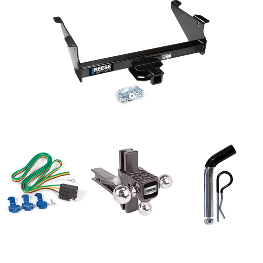 Fits 2003-2003 Dodge Ram 1500 Trailer Hitch Tow PKG w/ 4-Flat Wiring Harness + Adjustable Drop Rise Triple Ball Ball Mount 1-7/8" & 2" & 2-5/16" Trailer Balls + Pin/Clip (For (Built After 11/2002) Models) By Reese Towpower
