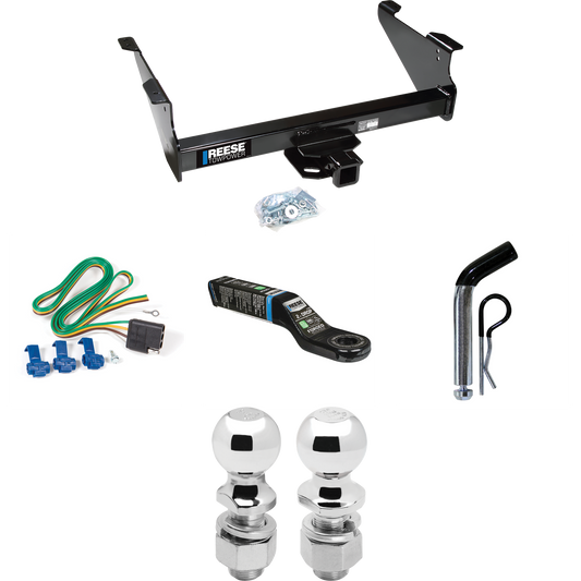 Fits 2011-2023 RAM 2500 Trailer Hitch Tow PKG w/ 4-Flat Wiring Harness + Ball Mount w/ 2" Drop + Pin/Clip + 2" Ball + 2-5/16" Ball By Reese Towpower