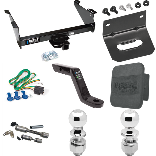 Fits 2011-2023 RAM 3500 Trailer Hitch Tow PKG w/ 4-Flat Wiring Harness + Ball Mount w/ 6" Drop + Dual Hitch & Coupler Locks + 2" Ball + 2-5/16" Ball + Hitch Cover + Wiring Bracket By Reese Towpower