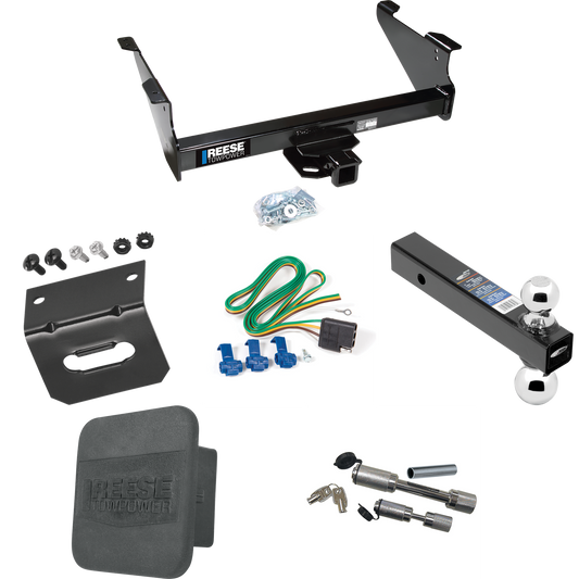 Fits 2011-2023 RAM 2500 Trailer Hitch Tow PKG w/ 4-Flat Wiring Harness + Dual Ball Ball Mount 2" & 2-5/16" Trailer Balls + Dual Hitch & Coupler Locks + Hitch Cover + Wiring Bracket By Reese Towpower