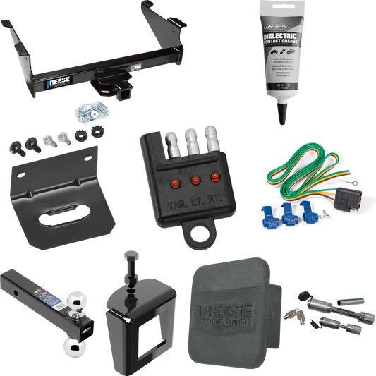 Fits 2011-2023 RAM 3500 Trailer Hitch Tow PKG w/ 4-Flat Wiring Harness + Dual Ball Ball Mount 2" & 2-5/16" Trailer Balls + Dual Hitch & Coupler Locks + Hitch Cover + Wiring Bracket + Wiring Tester + Electric Grease + Anti Rattle Device By Reese Towpo