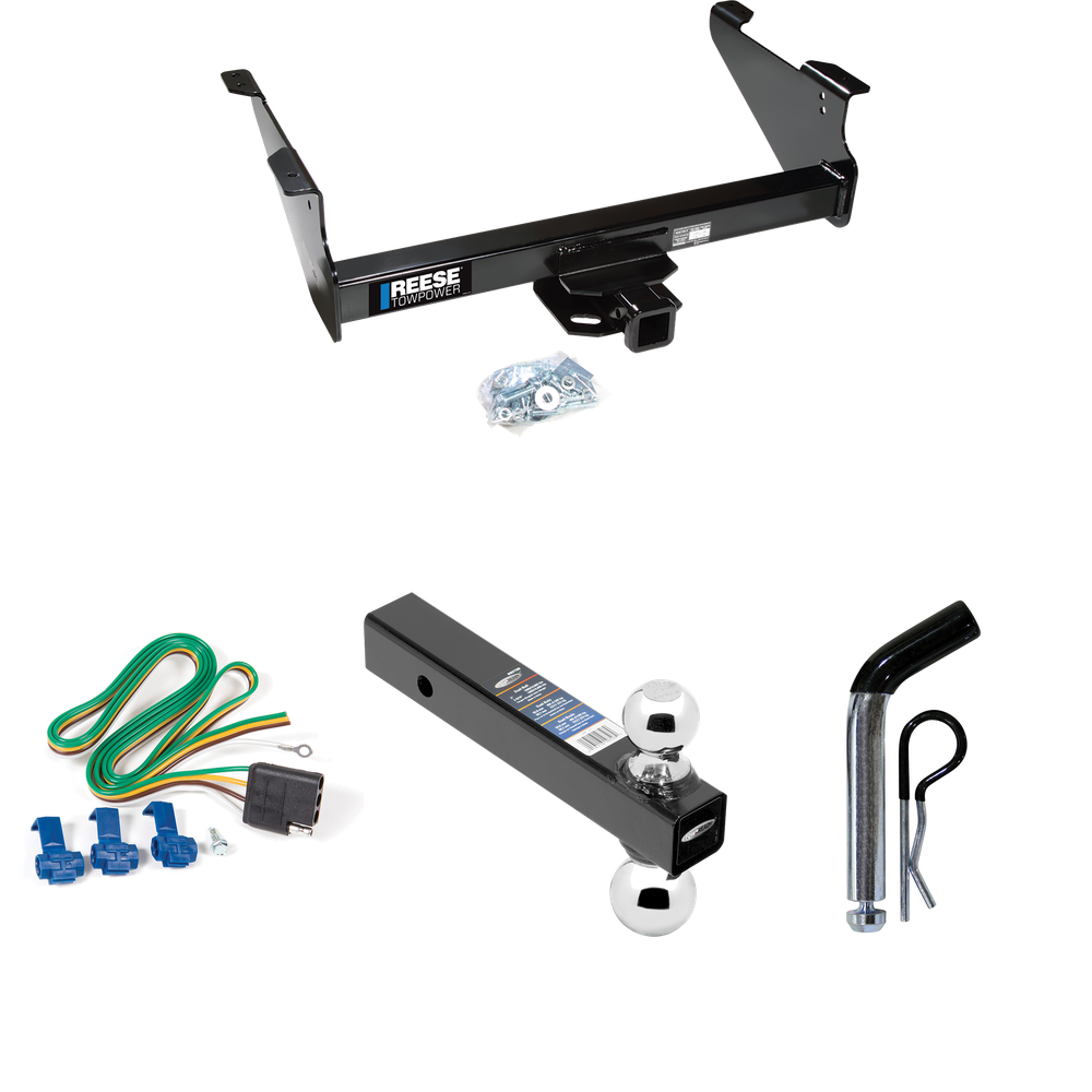 Fits 2003-2003 Dodge Ram 1500 Trailer Hitch Tow PKG w/ 4-Flat Wiring Harness + Dual Ball Ball Mount 2" & 2-5/16" Trailer Balls + Pin/Clip (For (Built After 11/2002) Models) By Reese Towpower