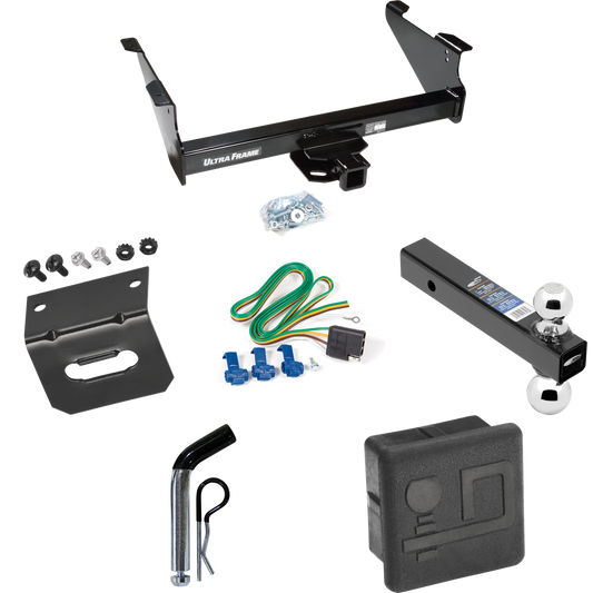 Fits 2003-2003 Dodge Ram 1500 Trailer Hitch Tow PKG w/ 4-Flat Wiring Harness + Dual Ball Ball Mount 2" & 2-5/16" Trailer Balls + Pin/Clip + Hitch Cover + Wiring Bracket (For (Built After 11/2002) Models) By Draw-Tite