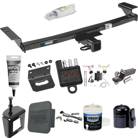 Fits 2009-2014 Nissan Murano Trailer Hitch Tow PKG w/ 4-Flat Wiring + Starter Kit Ball Mount w/ 2" Drop & 2" Ball + 1-7/8" Ball + Wiring Bracket + Dual Hitch & Coupler Locks + Hitch Cover + Wiring Tester + Ball Lube + Electric Grease + Ball Wrench +