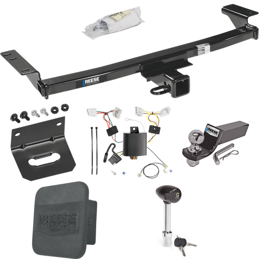 Fits 2009-2014 Nissan Murano Trailer Hitch Tow PKG w/ 4-Flat Wiring + Starter Kit Ball Mount w/ 2" Drop & 2" Ball + 1-7/8" Ball + Wiring Bracket + Hitch Lock + Hitch Cover (Excludes: w/Aero Kit & CrossCabriolet Models) By Reese Towpower