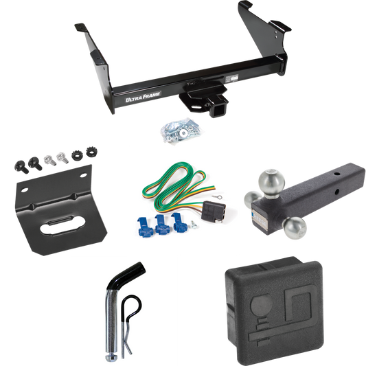 Fits 2006-2008 Dodge Ram 1500 Trailer Hitch Tow PKG w/ 4-Flat Wiring Harness + Triple Ball Ball Mount 1-7/8" & 2" & 2-5/16" Trailer Balls + Pin/Clip + Hitch Cover + Wiring Bracket By Draw-Tite