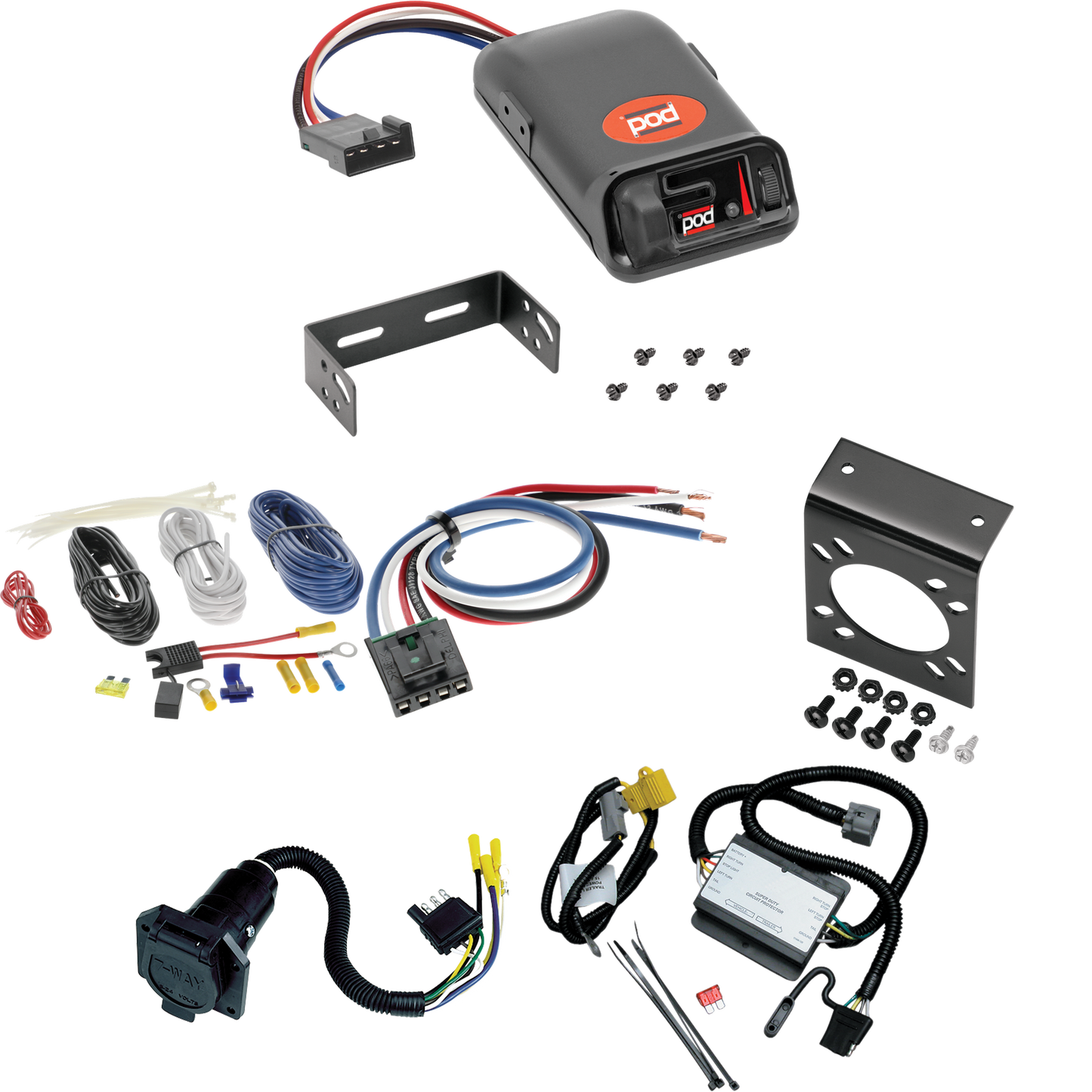 Fits 2000-2000 Toyota Tundra 7-Way RV Wiring + Pro Series POD Brake Control + Generic BC Wiring Adapter By Tekonsha