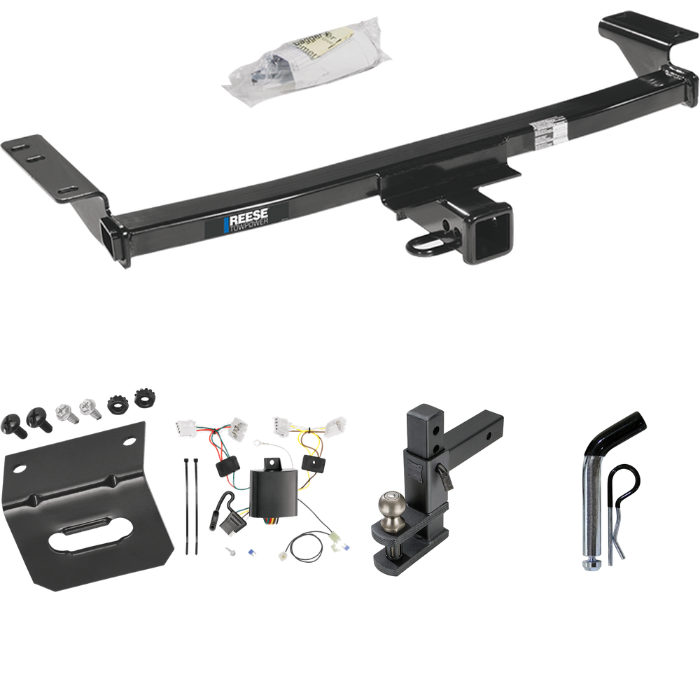 Fits 2009-2014 Nissan Murano Trailer Hitch Tow PKG w/ 4-Flat Wiring Harness + Adjustable Drop Rise Clevis Hitch Ball Mount w/ 2" Ball + Pin/Clip + Wiring Bracket (Excludes: w/Aero Kit & CrossCabriolet Models) By Reese Towpower