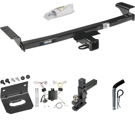 Fits 2009-2014 Nissan Murano Trailer Hitch Tow PKG w/ 4-Flat Wiring Harness + Adjustable Drop Rise Clevis Hitch Ball Mount w/ 2" Ball + Pin/Clip + Wiring Bracket (Excludes: w/Aero Kit & CrossCabriolet Models) By Reese Towpower